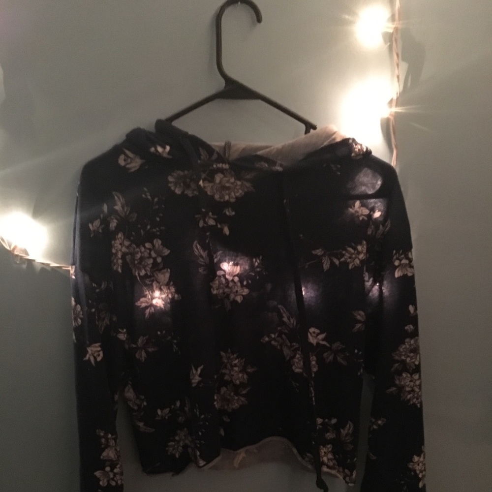 Flower dark blue crop sweatshirt